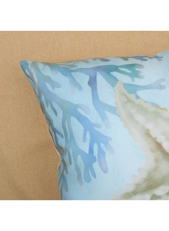Bonhause Ocean Beach Cushion Covers 45 x 45 cm Seahorse Turtle Starfish Coastal Outdoor Decorative Throw Pillow Covers Soft Velvet Pillowcases for Sofa Patio Home Decor Set of 4 - Image 4