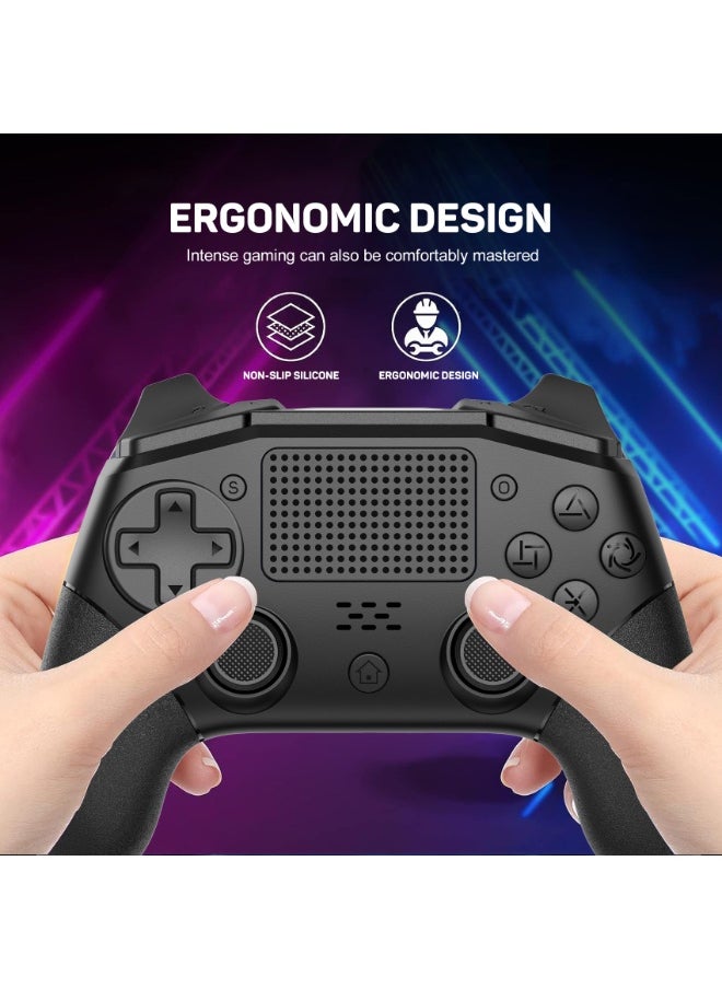 Classic Wireless Controller LinYuvo KP02 Bluetooth Gaming Gamepad Compatible with PS4, PS4 Slim, PS4 Pro, Android, iOS13 above Six-Axis Gyroscope Programming Function Capacitive Touch Pad 3.5mm Audio Jack Adjustable Dual Motor Vibration Wake-Up Function Metal Joystick