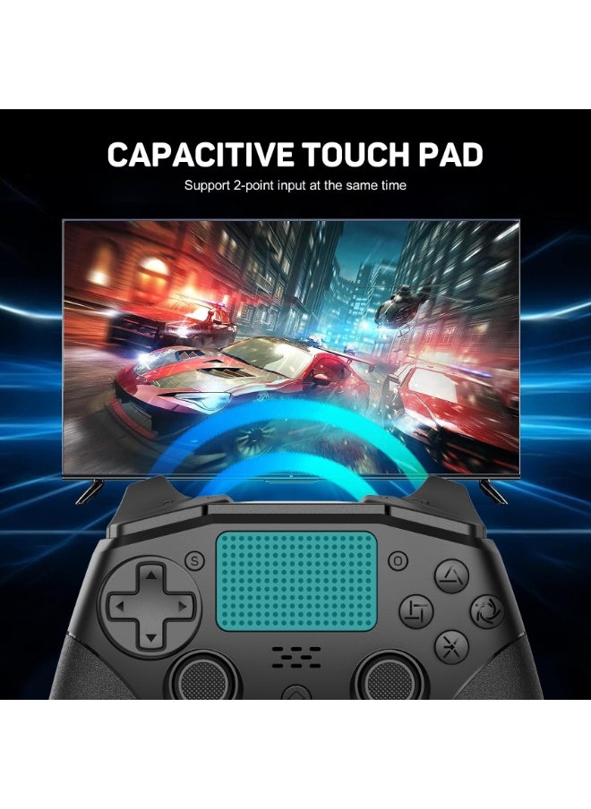 Classic Wireless Controller LinYuvo KP02 Bluetooth Gaming Gamepad Compatible with PS4, PS4 Slim, PS4 Pro, Android, iOS13 above Six-Axis Gyroscope Programming Function Capacitive Touch Pad 3.5mm Audio Jack Adjustable Dual Motor Vibration Wake-Up Function Metal Joystick