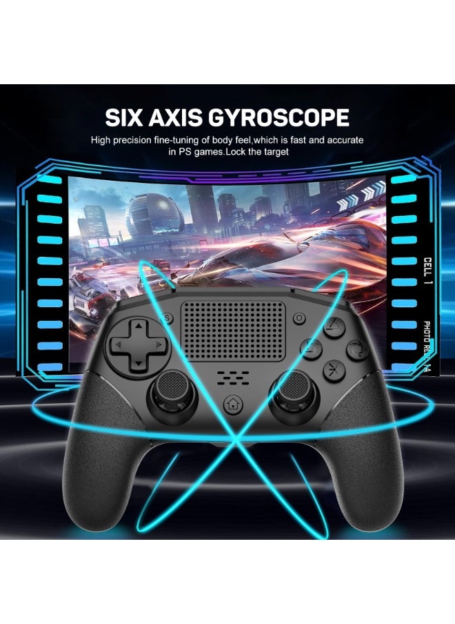 Classic Wireless Controller LinYuvo KP02 Bluetooth Gaming Gamepad Compatible with PS4, PS4 Slim, PS4 Pro, Android, iOS13 above Six-Axis Gyroscope Programming Function Capacitive Touch Pad 3.5mm Audio Jack Adjustable Dual Motor Vibration Wake-Up Function Metal Joystick