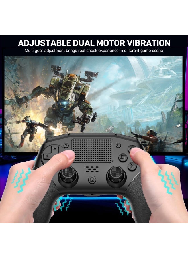 Classic Wireless Controller LinYuvo KP02 Bluetooth Gaming Gamepad Compatible with PS4, PS4 Slim, PS4 Pro, Android, iOS13 above Six-Axis Gyroscope Programming Function Capacitive Touch Pad 3.5mm Audio Jack Adjustable Dual Motor Vibration Wake-Up Function Metal Joystick