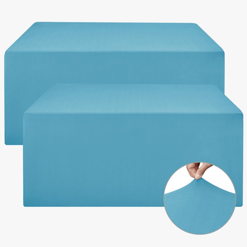 Nasitos Fitted Table Covers Stretch Spandex - 96 x 30 Inch - 2 Pack Turquoise Rectangle Table Clothes for 8 Foot Folding Tables  Fabric Tablecloths for Parties  Trade Show  Craft Show - Image 1