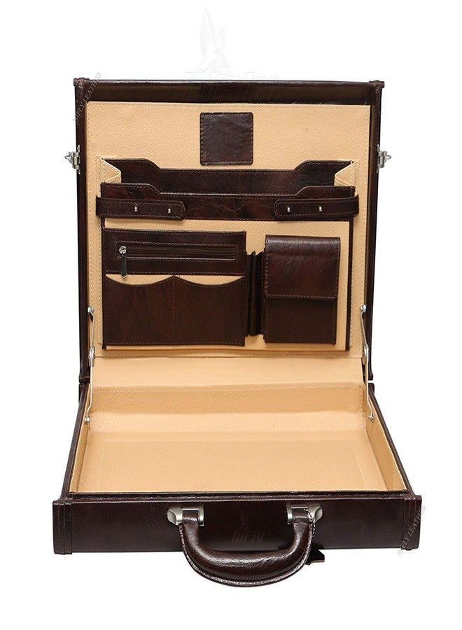 Hifly Leather Briefcase for Men - Unisex - Strap Stitched Around - Hard Briefcase - Office Bag - Leather Accessories - 3 Digit Combo Lock - Leather Suitcase - 15.6" Laptop Briefcase - Luggage - Brown - Image 4