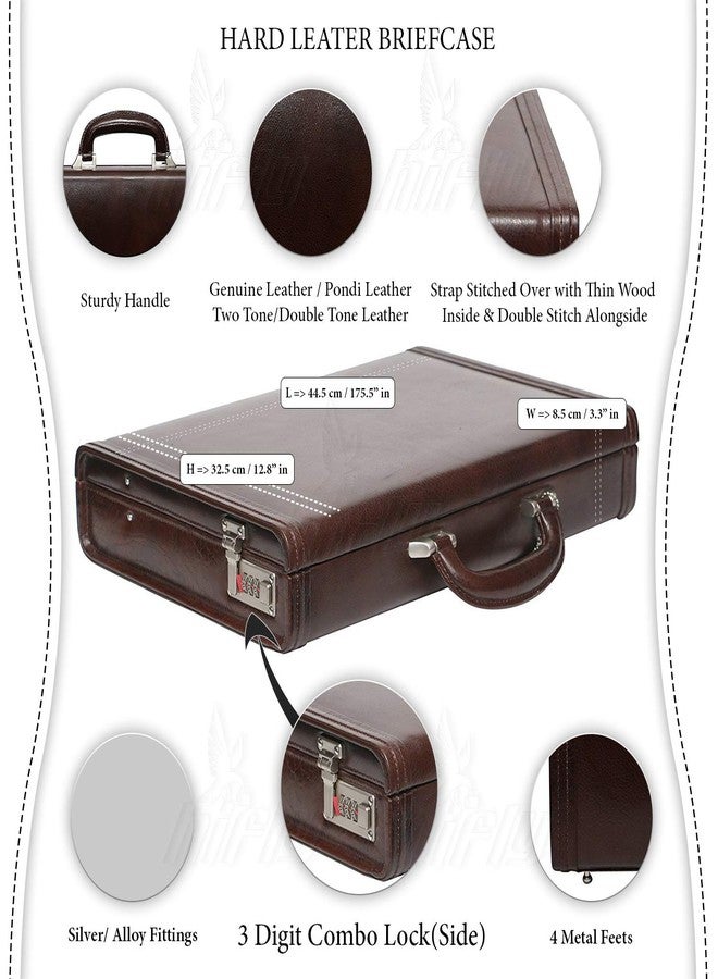 Hifly Leather Briefcase for Men - Unisex - Strap Stitched Around - Hard Briefcase - Office Bag - Leather Accessories - 3 Digit Combo Lock - Leather Suitcase - 15.6" Laptop Briefcase - Luggage - Brown - Image 5