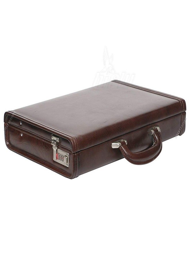 Hifly Leather Briefcase for Men - Unisex - Strap Stitched Around - Hard Briefcase - Office Bag - Leather Accessories - 3 Digit Combo Lock - Leather Suitcase - 15.6" Laptop Briefcase - Luggage - Brown - Image 3