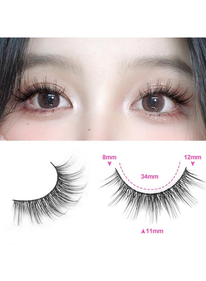 wiwoseo Wispy Lashes Natural Look Eyelashes with Glue Short Lashes Anime Eyelashes Cat Eye Lashes Kit Strip Lashes Extension C Curl False Eyelashes 7 Pairs Natural Eyelashes - Image 3