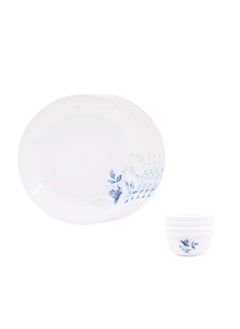Corelle Corelle Blue Floral Mini Dining Set (K) - 8 Pcs | for Family of 4 | Break & Chip Resistant | Lightweight & Durable | Microwave & Dishwasher Safe  - Image 1
