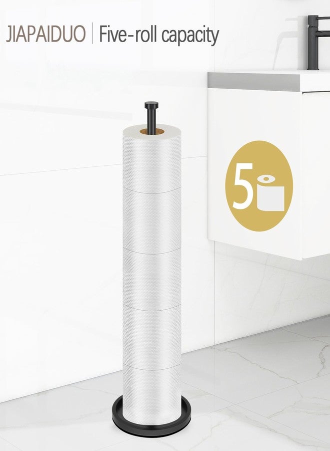 JIAPAIDUO Toilet Paper Holder Stand with Reserve Function, Black Toilet Roll Holder Free Standing, Toilets Paper Storage Stand for 5 Rolls of Toilets Papers，Modern Design - Image 2