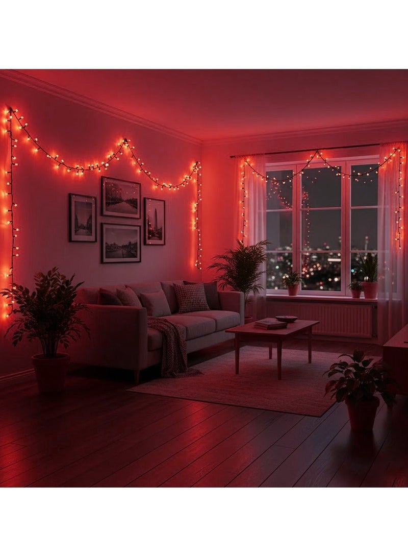 ZAYO LED String Lights Decorative Fairy Lights for Home Decoration, Festival Lighting, Indoor Outdoor LED String Lights, Ambient Decorative Lighting, Red - 10 Meter - Image 3