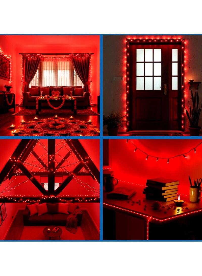 ZAYO LED String Lights Decorative Fairy Lights for Home Decoration, Festival Lighting, Indoor Outdoor LED String Lights, Ambient Decorative Lighting, Red - 10 Meter - Image 2