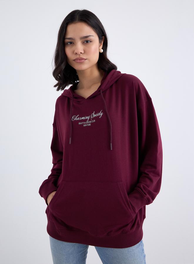 ستايلي هودي واسع بطبعة عبارة - Image 3