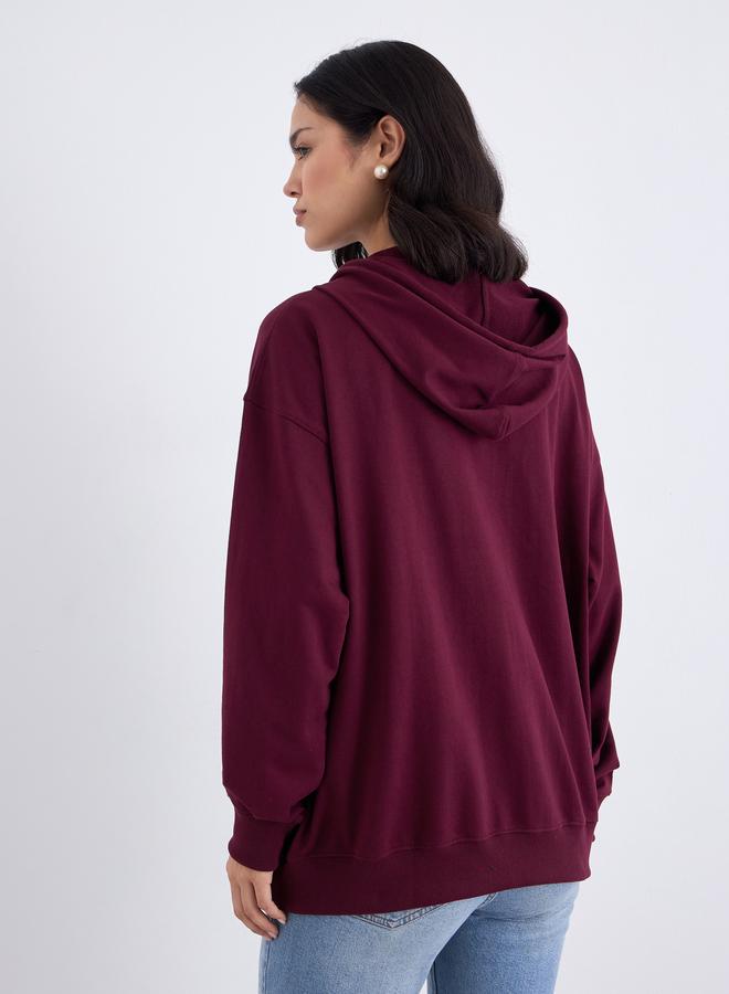 ستايلي هودي واسع بطبعة عبارة - Image 5