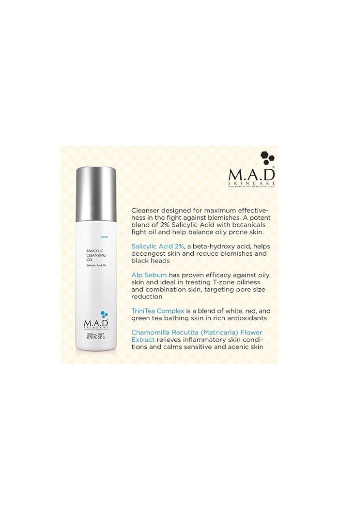 م.اد. سكن كير جل التنظيف الساليسيليك لحب الشباب، غسول الوجه 6.75 أونصة - Image 2