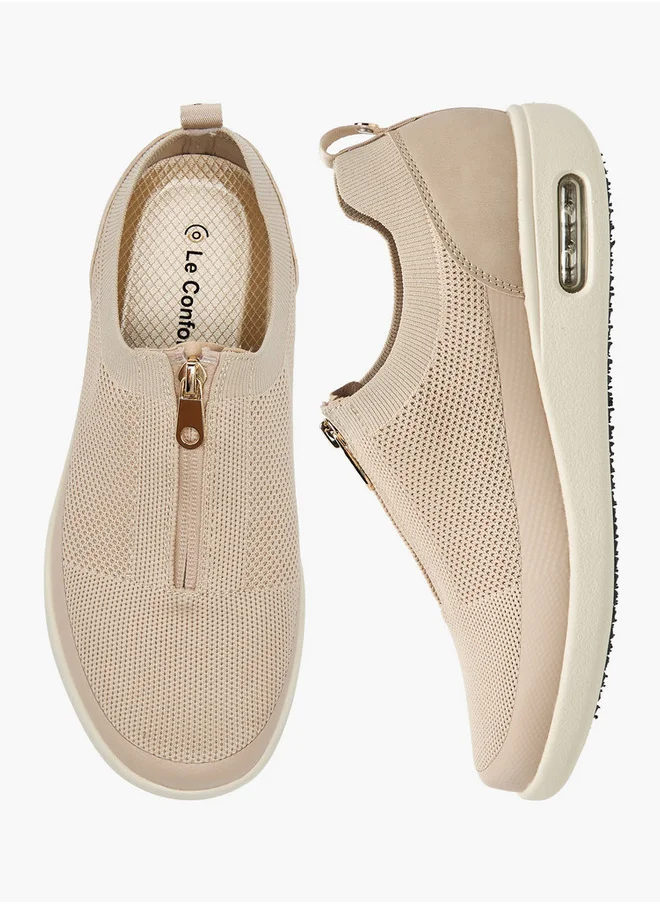 Le Confort Women's Textured Diabetic Sneakers with Zip Closure