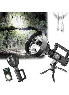 General Rechargeable Spotlight Flashlight High Lumen, Super Bright LED Searchlight Waterproof 4 Modes Handheld Spotlight with Tripod for Emergency, Fishing, Hiking, Camping  - Image 1