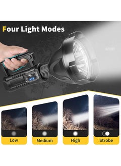 General Rechargeable Spotlight Flashlight High Lumen, Super Bright LED Searchlight Waterproof 4 Modes Handheld Spotlight with Tripod for Emergency, Fishing, Hiking, Camping  - Image 2