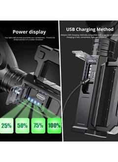 General Rechargeable Spotlight Flashlight High Lumen, Super Bright LED Searchlight Waterproof 4 Modes Handheld Spotlight with Tripod for Emergency, Fishing, Hiking, Camping  - Image 5