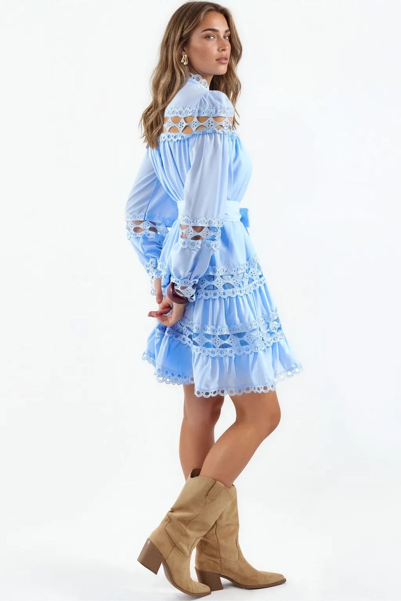 Jennyfer Belted Lace Mini Dress - Image 2