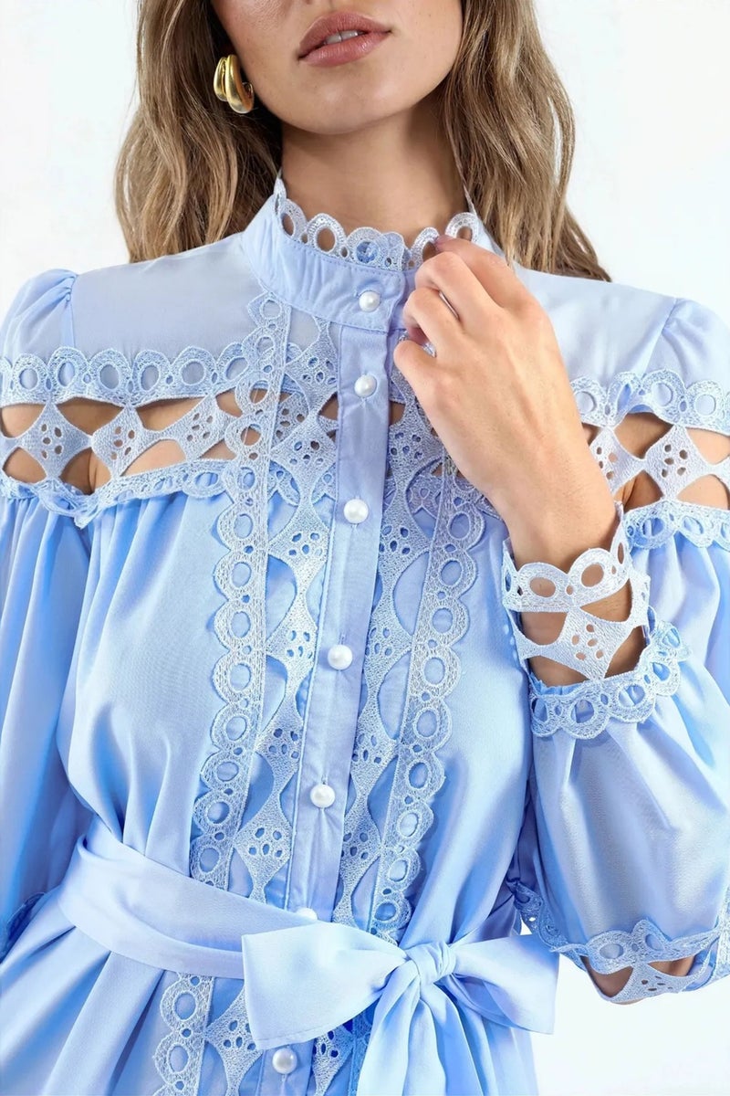 Jennyfer Belted Lace Mini Dress - Image 4