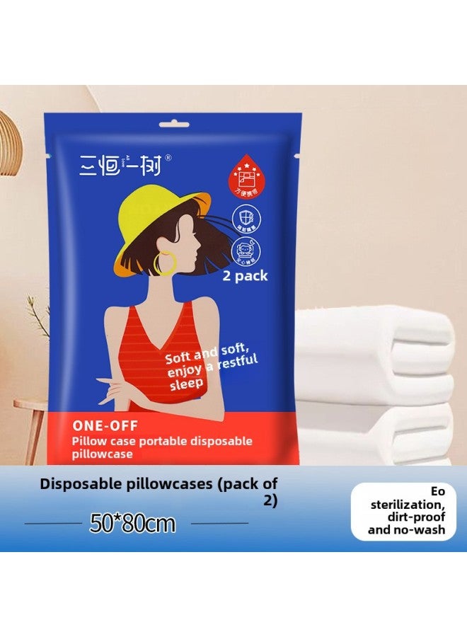 Disposable Pillowcase Individual Packaging Travel Pillow Towel Thickened Non-woven Fabric Beauty Salon Hotel Supplies Sterilized Pillow Case-Color:Dark Blue Packaging 50*80cm [2 Pieces/pack]  - Image 1