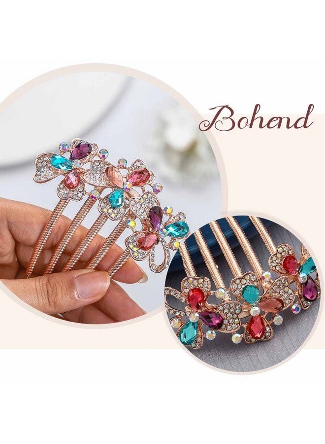 Bohend Rhinestone Hair Comb Crystal Hairpieces Bridal Hair Accessories for Women and Girls (B-Multicolour) - Image 4