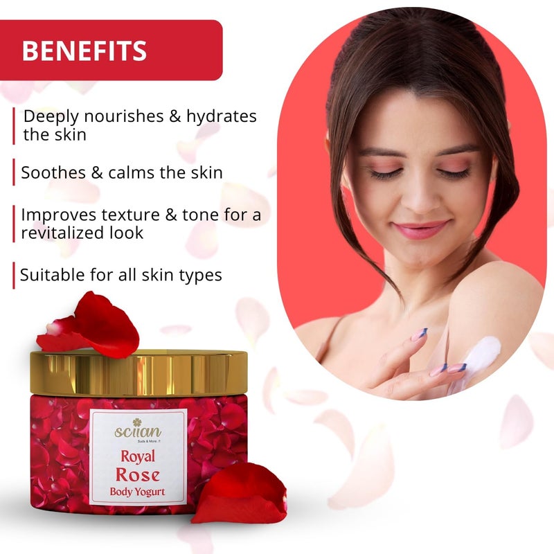 SCIIAN Rose Body Yogurt-200g | Body Butter For Dry Skin | Oil Free Moisturizer | Body Cream for 48hrs Moisturization | Enriched with Goodness of Rose & Coconut Oil | Body Butter for Men & Women - Image 4