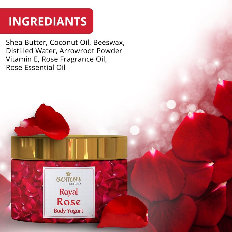 SCIIAN Rose Body Yogurt-200g | Body Butter For Dry Skin | Oil Free Moisturizer | Body Cream for 48hrs Moisturization | Enriched with Goodness of Rose & Coconut Oil | Body Butter for Men & Women - Image 3