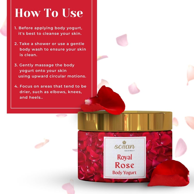 SCIIAN Rose Body Yogurt-200g | Body Butter For Dry Skin | Oil Free Moisturizer | Body Cream for 48hrs Moisturization | Enriched with Goodness of Rose & Coconut Oil | Body Butter for Men & Women - Image 5