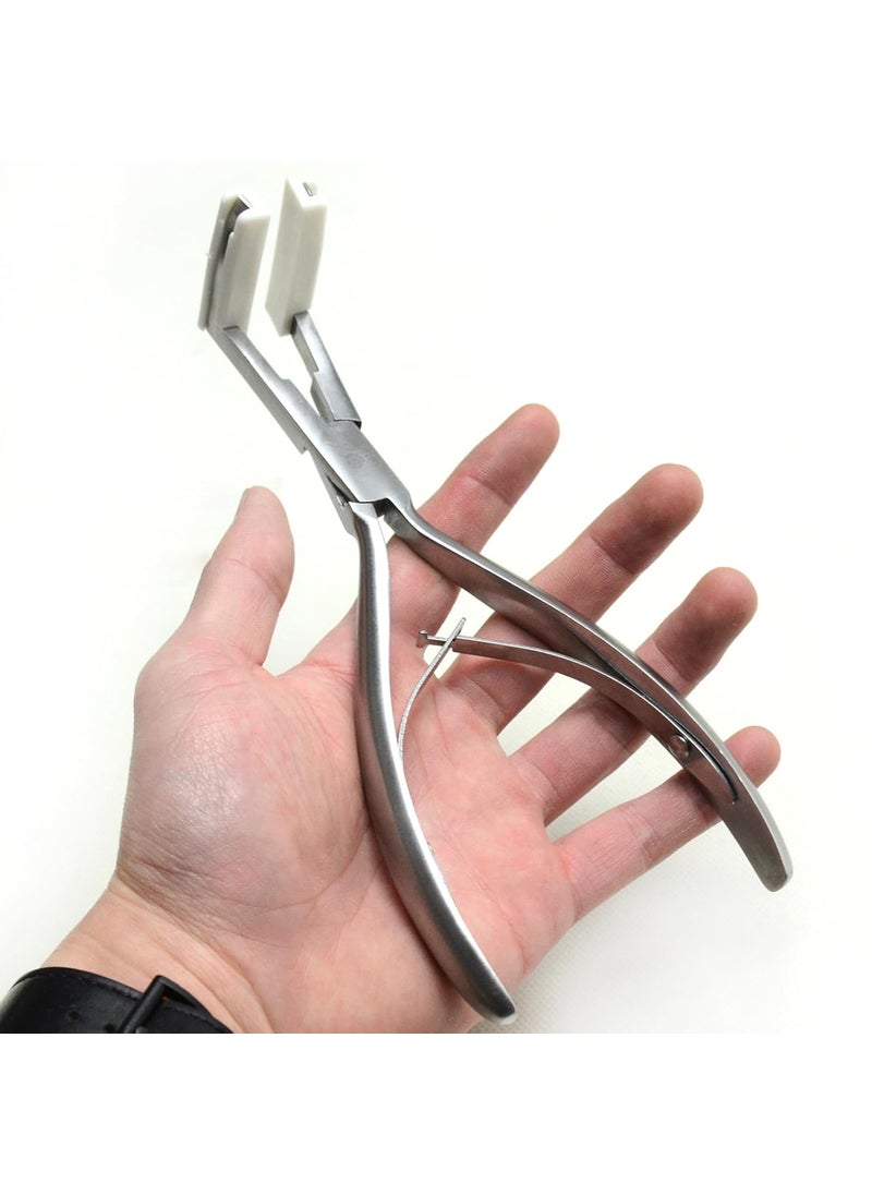BLUPLE - Tape in Hair Extensions Plier 1pc Silvery Stainless Steel Professional Flat Surface Sealing Hair Extension Tools for Women Hair Extension Tools - Image 1