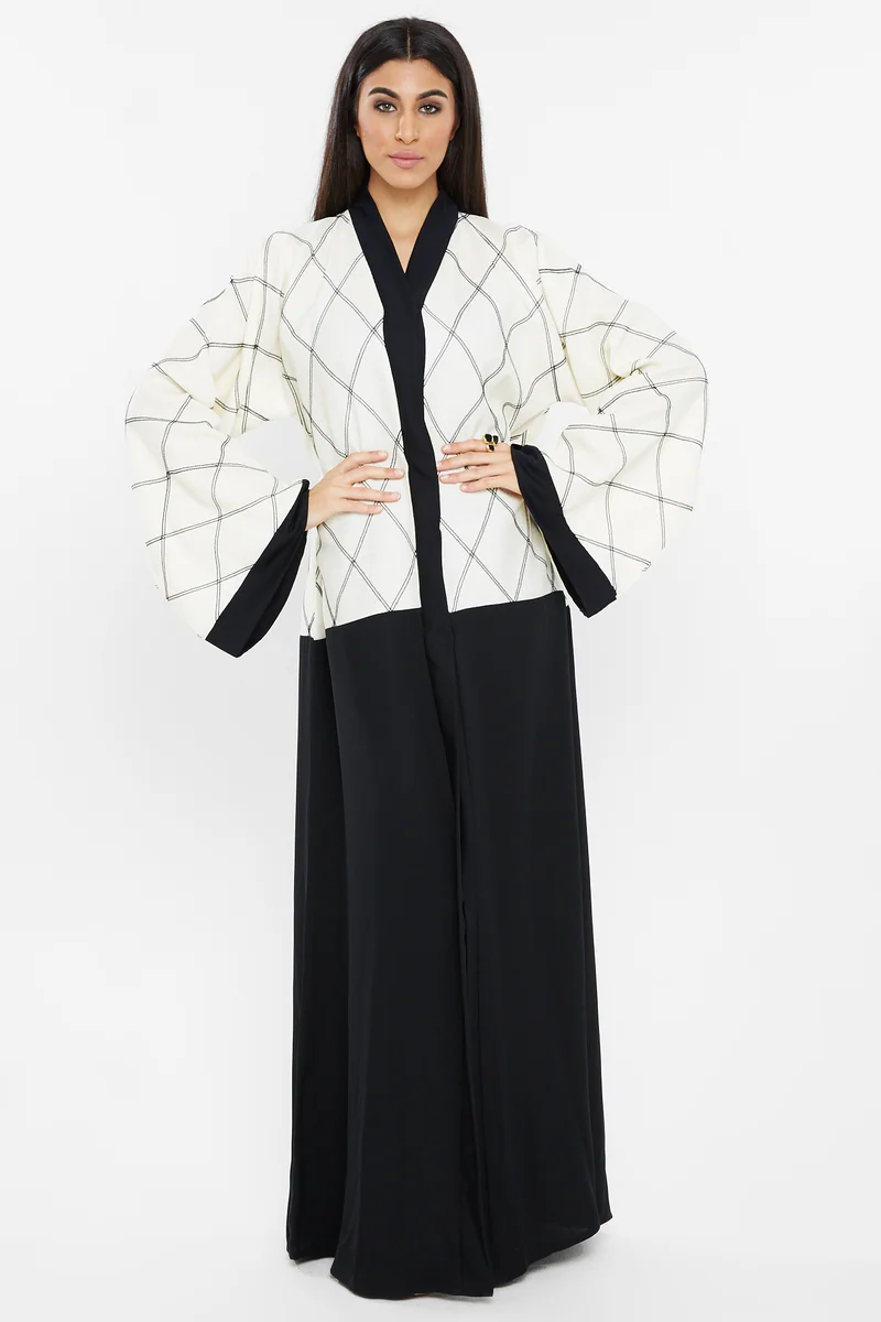 NUKHBAA A casual square printed abaya.-AJ110A