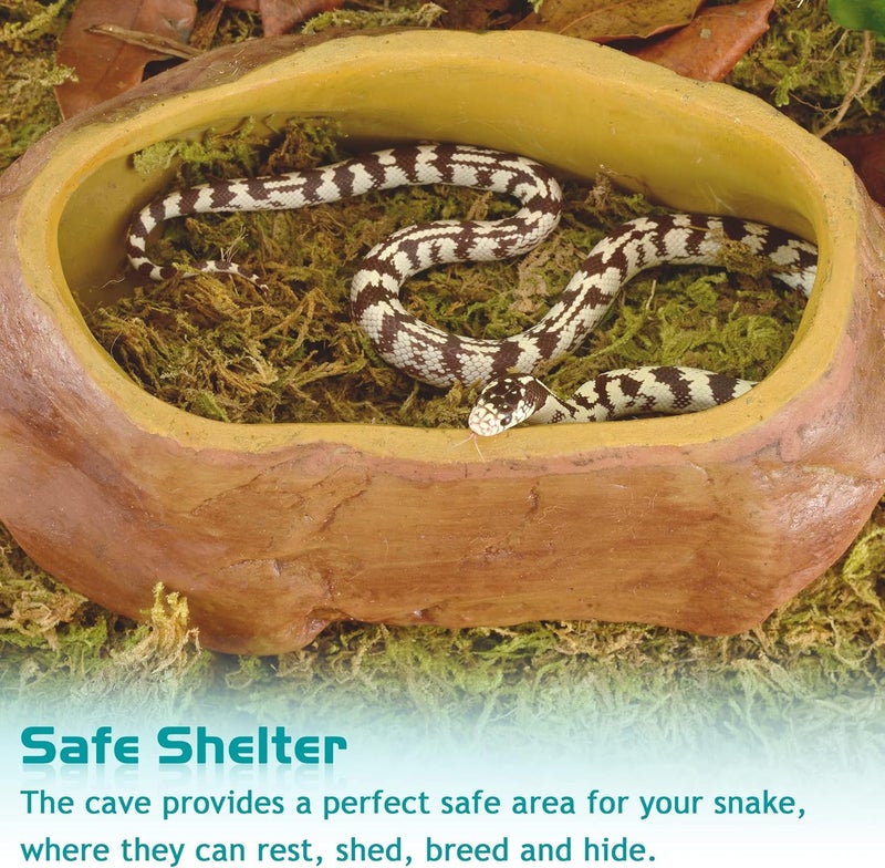Antidious Snake Hide Cave for Gecko Shedding, Natural Rock Look Hideout, Reptiles Egg-Laying Shelters, Suitable for Corn Snake,Green Snake,Rat Snake and Gecko, M Size - Image 5