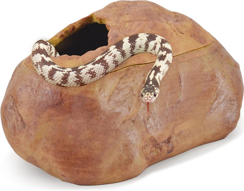 Antidious Snake Hide Cave for Gecko Shedding, Natural Rock Look Hideout, Reptiles Egg-Laying Shelters, Suitable for Corn Snake,Green Snake,Rat Snake and Gecko, M Size - Image 1