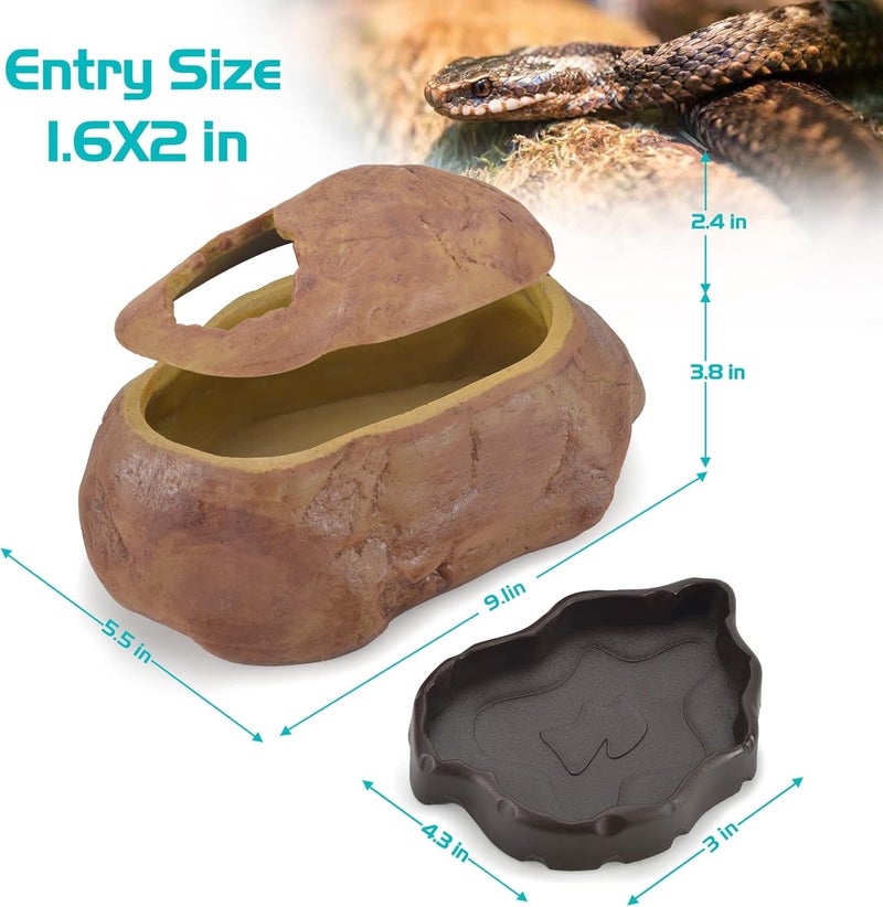 Antidious Snake Hide Cave for Gecko Shedding, Natural Rock Look Hideout, Reptiles Egg-Laying Shelters, Suitable for Corn Snake,Green Snake,Rat Snake and Gecko, M Size - Image 2