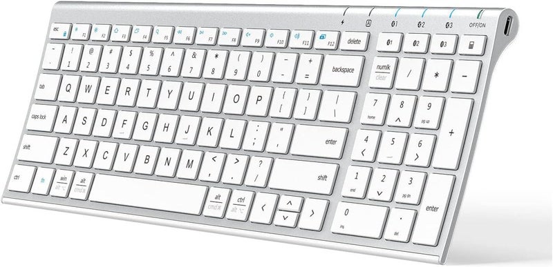 iClever BK10 Bluetooth Keyboard, Universal Bluetooth 5.1 Wireless Keyboard with Number Pad, Ergonomic Design, Multi-Device Compatibility, Stable Connection for Mac, iPad, iPhone, Android, Windows - Image 1