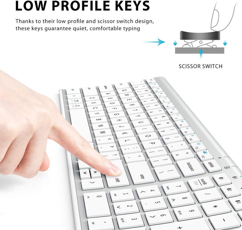 iClever BK10 Bluetooth Keyboard, Universal Bluetooth 5.1 Wireless Keyboard with Number Pad, Ergonomic Design, Multi-Device Compatibility, Stable Connection for Mac, iPad, iPhone, Android, Windows - Image 3