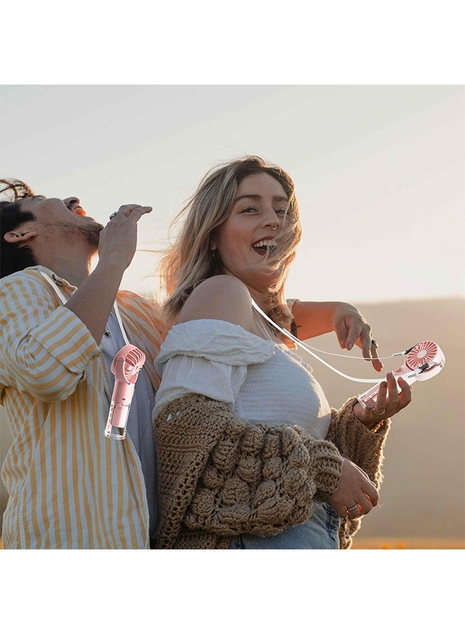 general Handheld Misting Fan，Rechargeable Battery Operated ，Portable 4 Speeds & 55ml 360° Swiveling Personal Fan for Travel Camping Outdoor (Pink) - Image 4