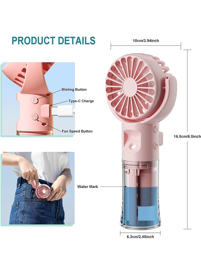 general Handheld Misting Fan，Rechargeable Battery Operated ，Portable 4 Speeds & 55ml 360° Swiveling Personal Fan for Travel Camping Outdoor (Pink) - Image 2
