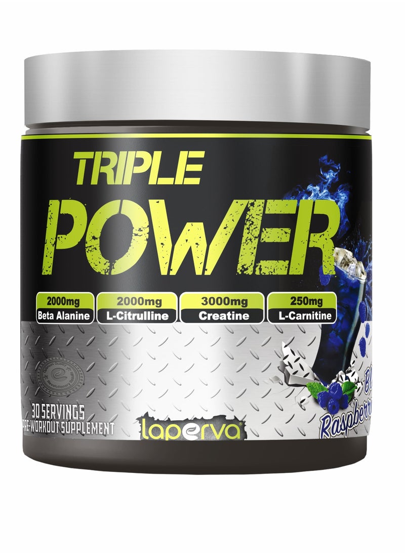 Laperva - Triple Power Pre-Workout Blue Raspberry Food Supplement(300gm) 30 Servings - Image 1