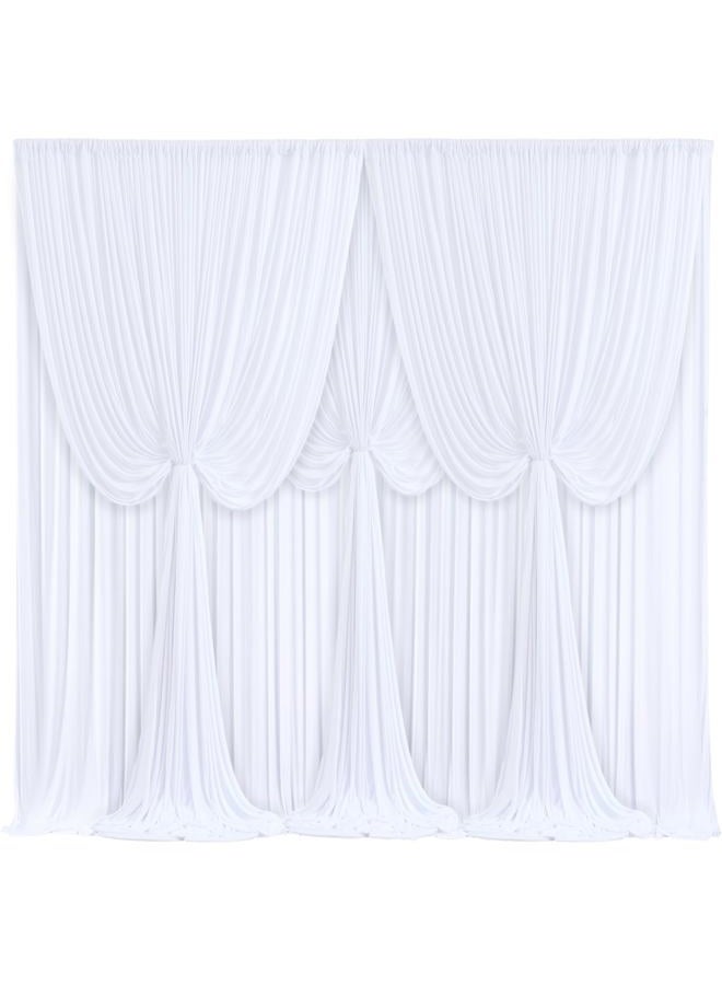 Thai Deodorant Stone 4 Panels White Backdrop Curtains for Wedding Party Wrinkle Free Backdrops Curtain Drapes Fabric Decorations Photo Back Drop Cloth for Baby Shower Photography Stage Reception 20ft(W) x 12ft(H) - Image 1