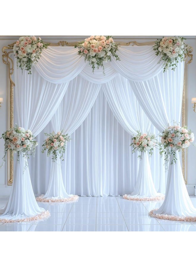 Thai Deodorant Stone 4 Panels White Backdrop Curtains for Wedding Party Wrinkle Free Backdrops Curtain Drapes Fabric Decorations Photo Back Drop Cloth for Baby Shower Photography Stage Reception 20ft(W) x 12ft(H) - Image 2