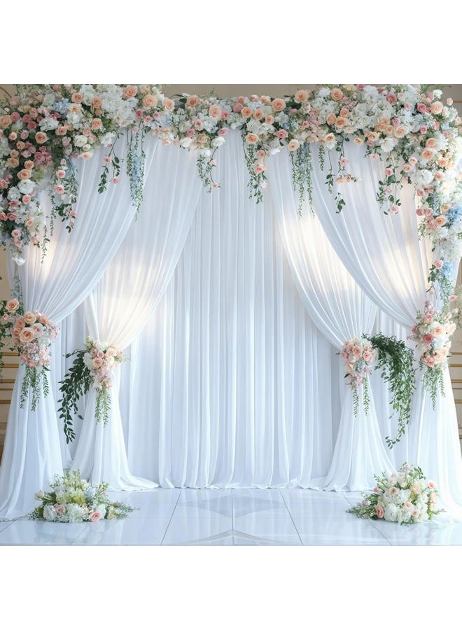 Thai Deodorant Stone 4 Panels White Backdrop Curtains for Wedding Party Wrinkle Free Backdrops Curtain Drapes Fabric Decorations Photo Back Drop Cloth for Baby Shower Photography Stage Reception 20ft(W) x 12ft(H) - Image 3