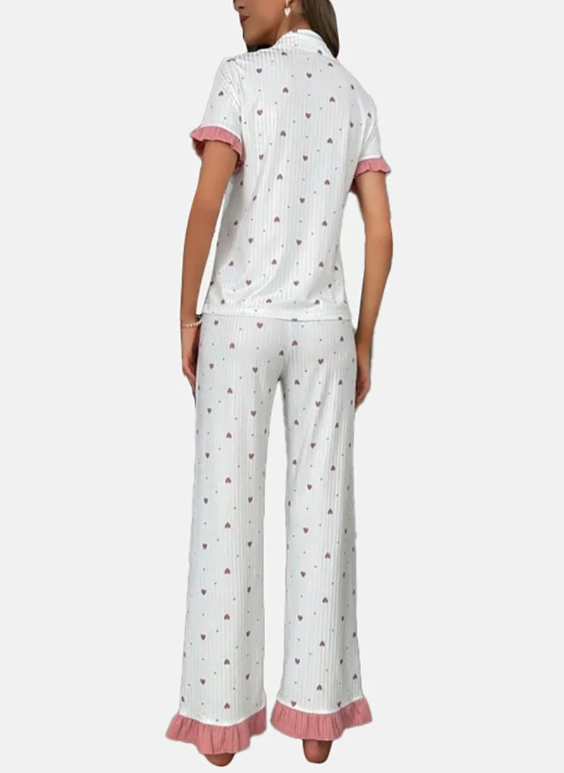 YUNIQEE White Printed Pyjamas & Top