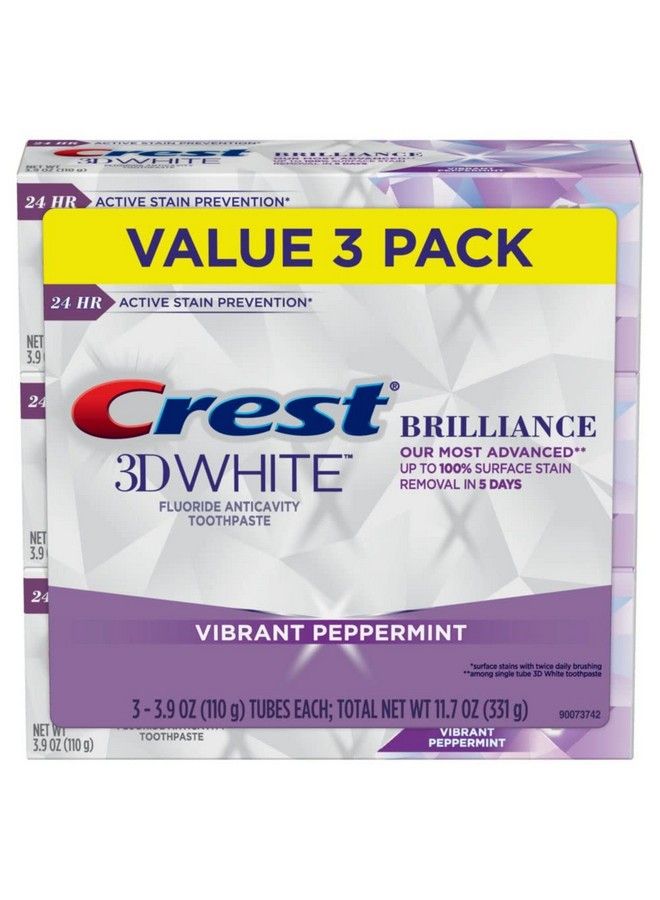 Crest 3D White Brilliance Toothpaste Vibrant Peppermint 3.9 Oz (Pack Of 3) - Image 1
