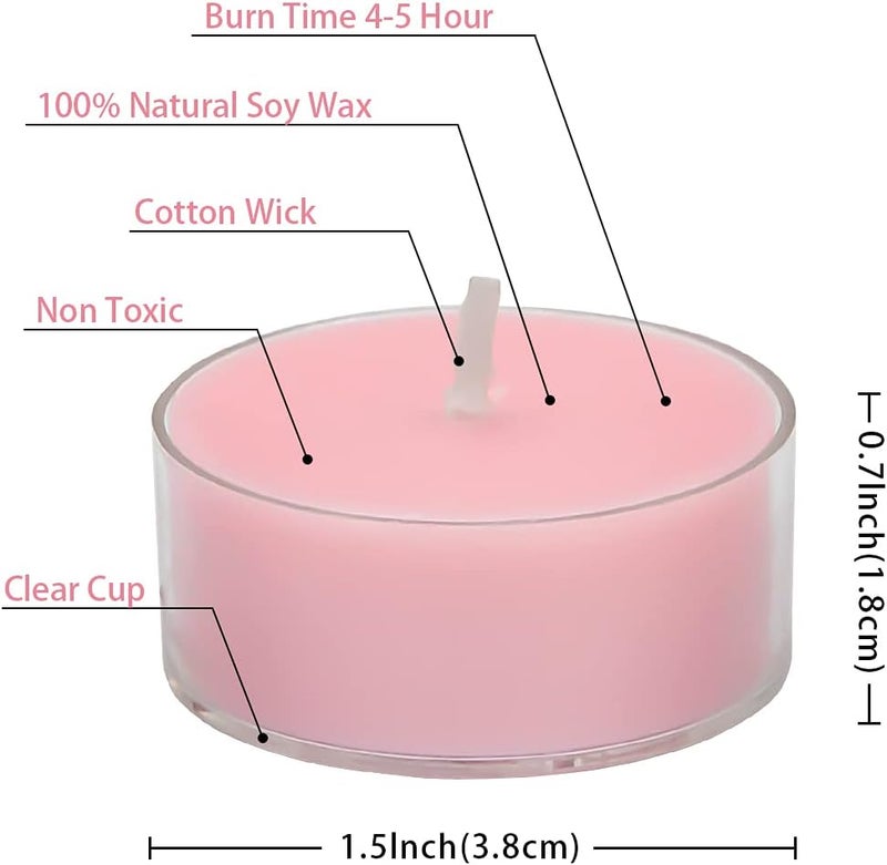 DEYBBY Natural Scented Soy Wax Tealight Candles Bulk, Romantic Rose Aromatherapy Luxury Tea Candle Set of 12-4 Hour Burn Time|Great for Valentine's Day, Birthday - Image 2