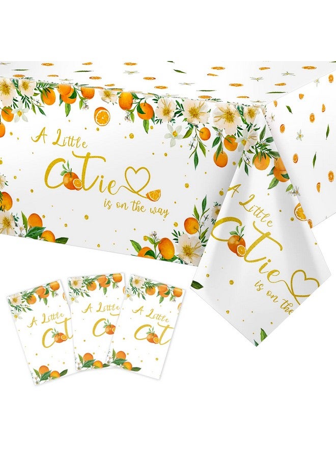 Tiamon 3 Pcs Little Cutie Tablecloth, Little Cutie Baby Shower Theme Decorations Orange Fruit Baby Shower Theme Party Supplies Waterproof Table Covers For Tangerine Birthday Party Table Decor, 54 X 108 Inch - Image 1