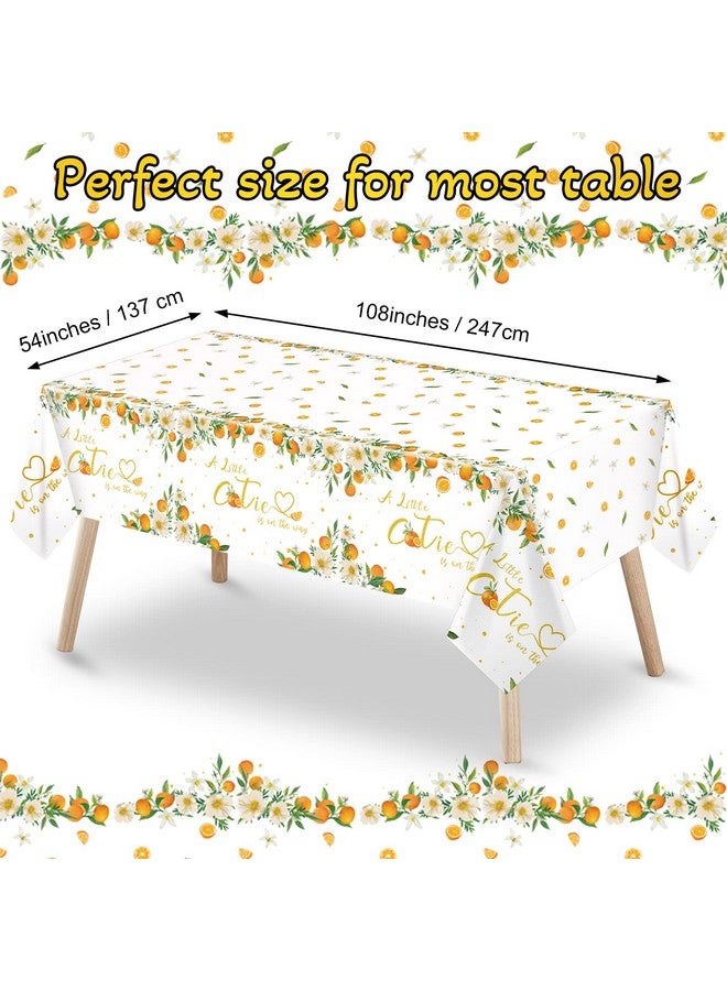 Tiamon 3 Pcs Little Cutie Tablecloth, Little Cutie Baby Shower Theme Decorations Orange Fruit Baby Shower Theme Party Supplies Waterproof Table Covers For Tangerine Birthday Party Table Decor, 54 X 108 Inch - Image 2