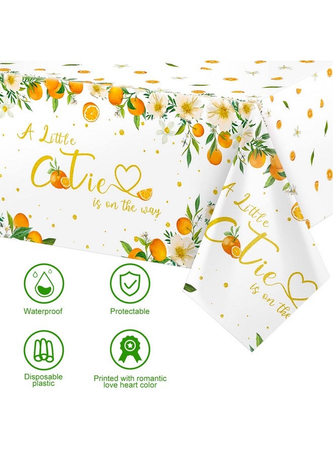 Tiamon 3 Pcs Little Cutie Tablecloth, Little Cutie Baby Shower Theme Decorations Orange Fruit Baby Shower Theme Party Supplies Waterproof Table Covers For Tangerine Birthday Party Table Decor, 54 X 108 Inch - Image 4