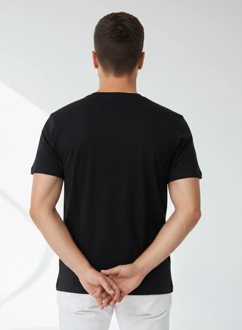 لعب البولو تيشيرت رجالي مطبوع أسود