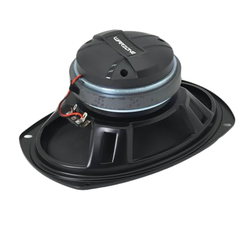 Warzone سماعة وورزون WZ69Si 6x9 بوصة متوسطة المدى + سائق، 1200 واط كحد أقصى، 4 أوم، مغناطيس 30 أونصة، سلة فولاذية سوداء مع قبة تويتير من الألمنيوم لصوت السيارة (مفرد) - Image 4