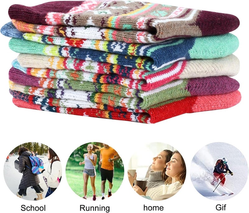 Luckam Wool Socks, 5 Pairs Winter Warm Thick Crew Knit Socks, Vintage Cozy Soft Lovely Socks, Cabin Gifts for Women Men - Image 2